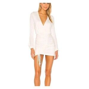 Lovers & Friends Jet Dress in White NWOT Size M Mini Long Sleeve Ruched Revolve